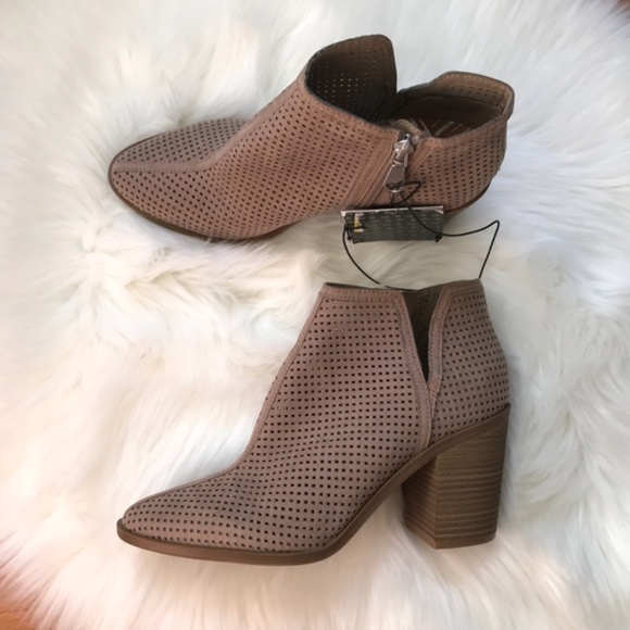 dolce vita stacked heel suede ankle booties
